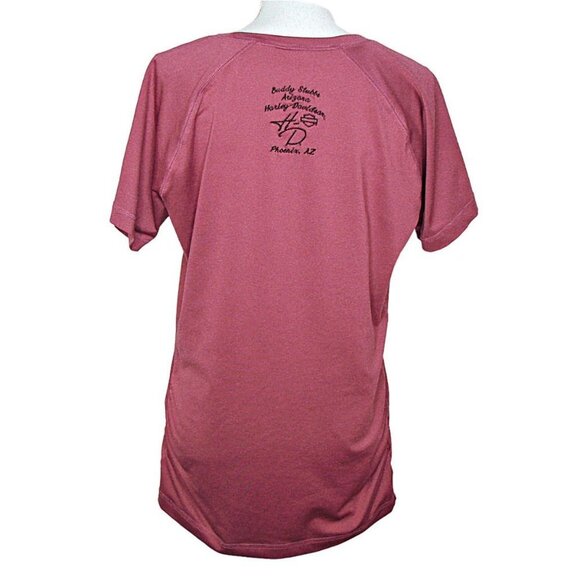 Harley Davidson Women Scoop Neck Rose Colored Shirt Ruched Sz XL Buddy Stubbs Az - Picture 4 of 11